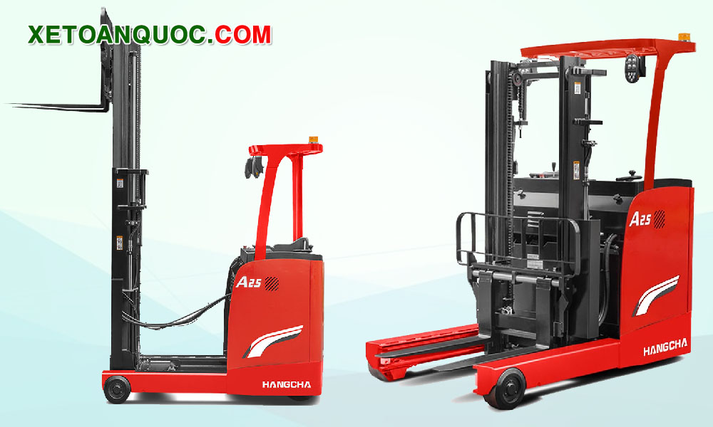 Xe nâng reach truck 2.5 tấn pin axit 
